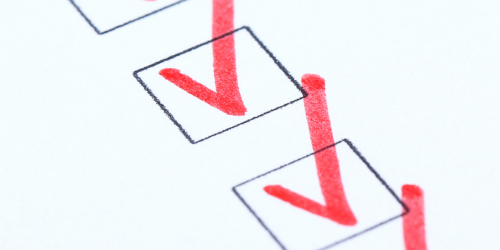 Checkboxes with ticks on a white page
